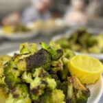 Charred Broccoli catering tray from ECB in Ridgewood, Queens